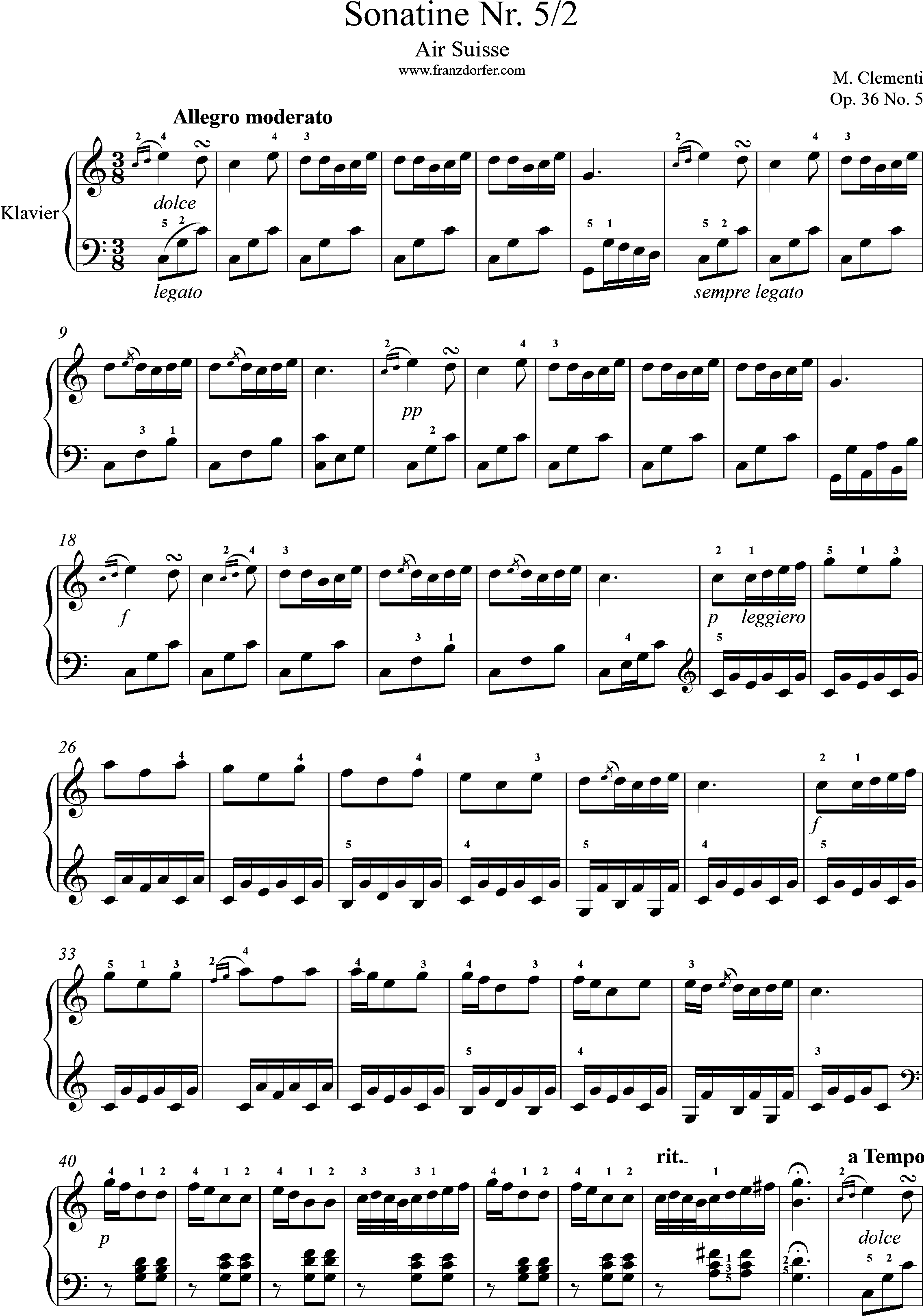 Clementi, op. 36, No. 5- Air Suisse- 2.Satz, 